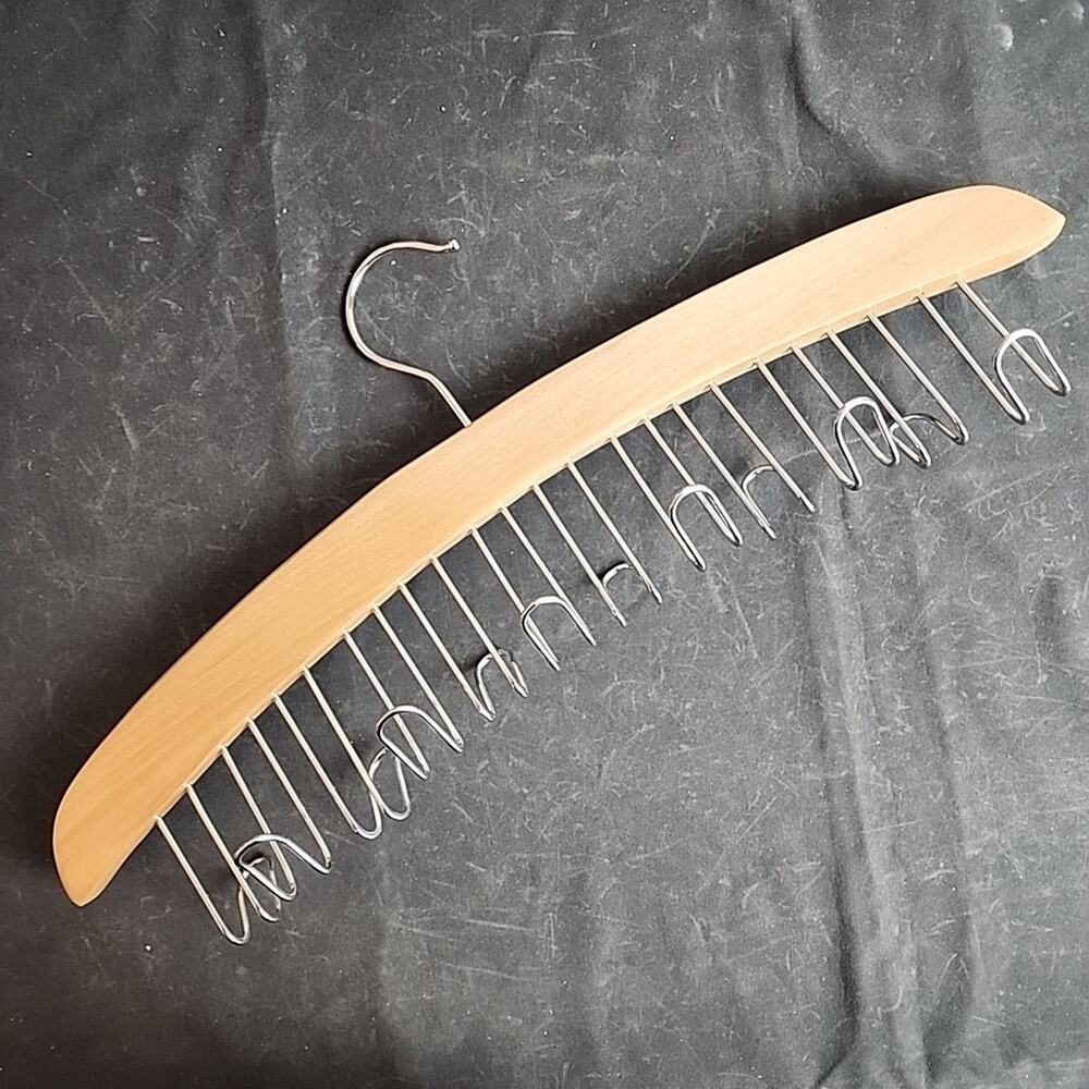 Wooden Belt Closet Hanger 12 Hooks - Necktie Scarfs